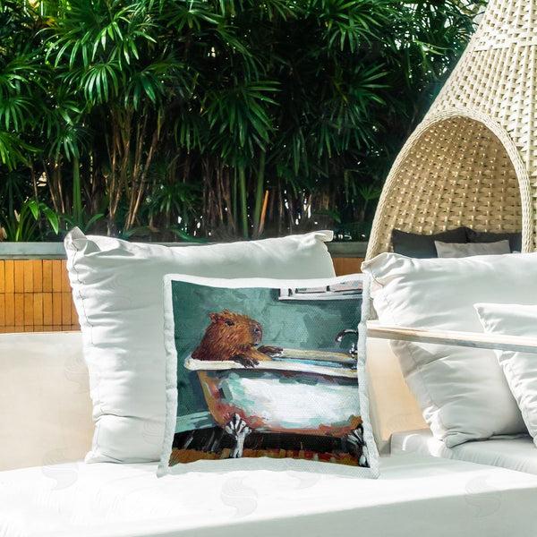 Stupell Industries Studio Bautista | Capybara In Bubble Bath Printed Throw Pillow