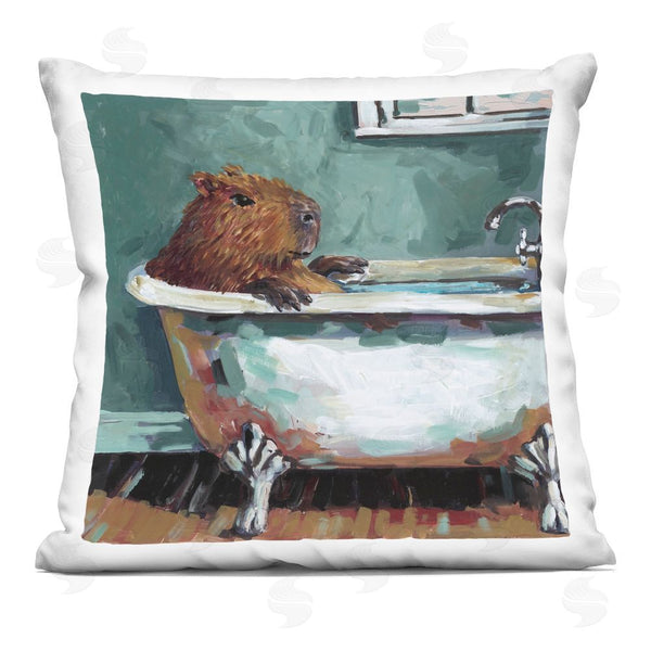 stupell industries Studio Bautista | Capybara in Bubble Bath Printed Throw Pillow