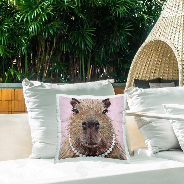 Stupell Industries Studio Bautista | Capybara With Pearl Necklace Printed Throw Pillow