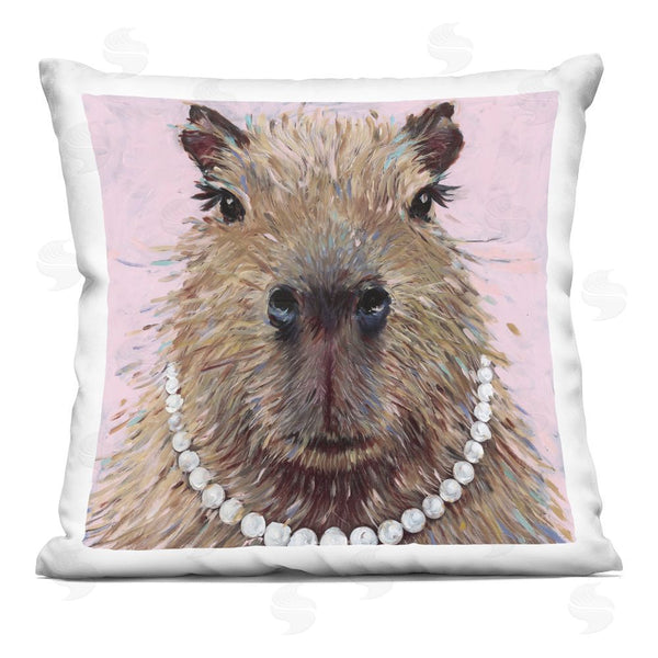 stupell industries Studio Bautista | Capybara with Pearl Necklace Printed Throw Pillow