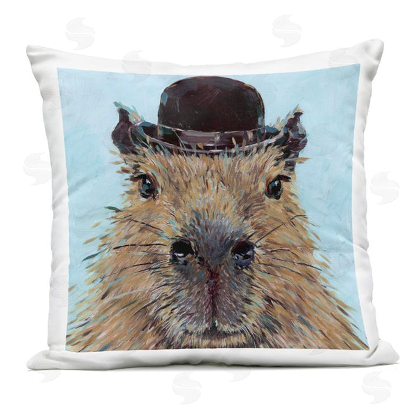 Stupell Industries Studio Bautista | Closeup Capybara With Hat Printed Throw Pillow