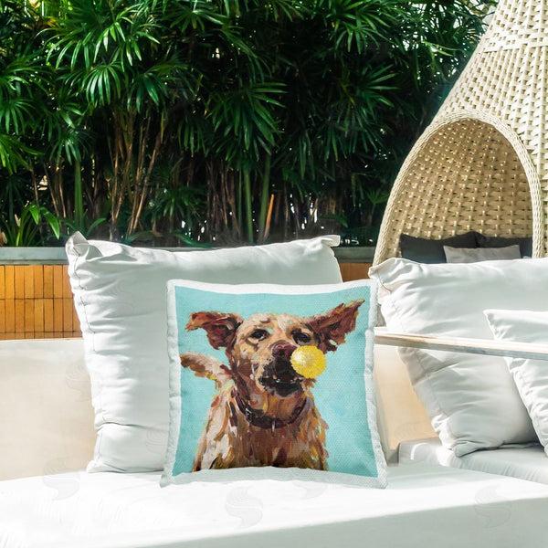 Stupell Industries Studio Bautista | Dog Playing With Ball Printed Throw Pillow