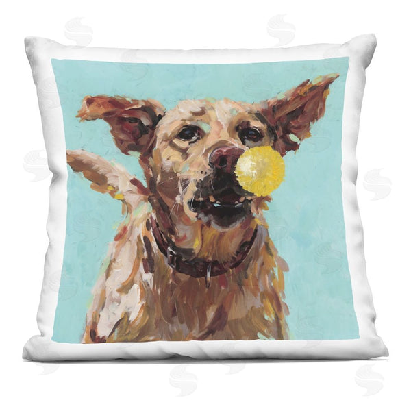stupell industries Studio Bautista | Dog Playing with Ball Printed Throw Pillow