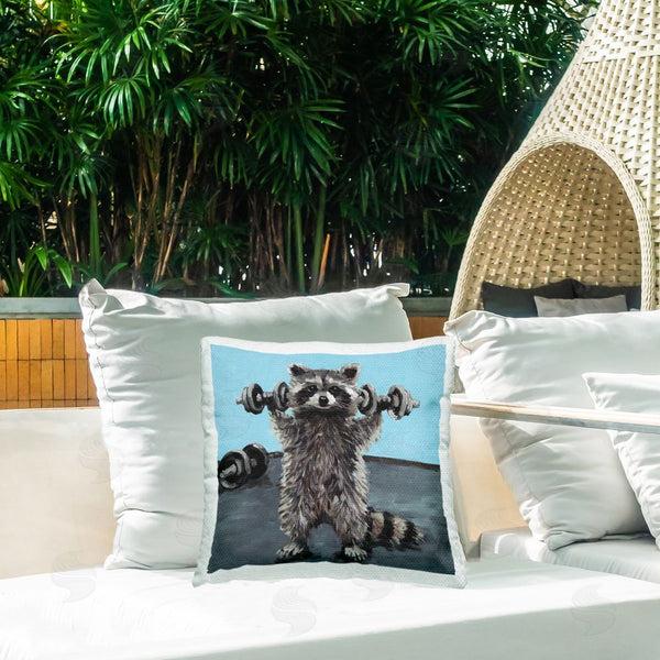 Stupell Industries Studio Bautista | Fitness Raccoon With Weights Printed Throw Pillow