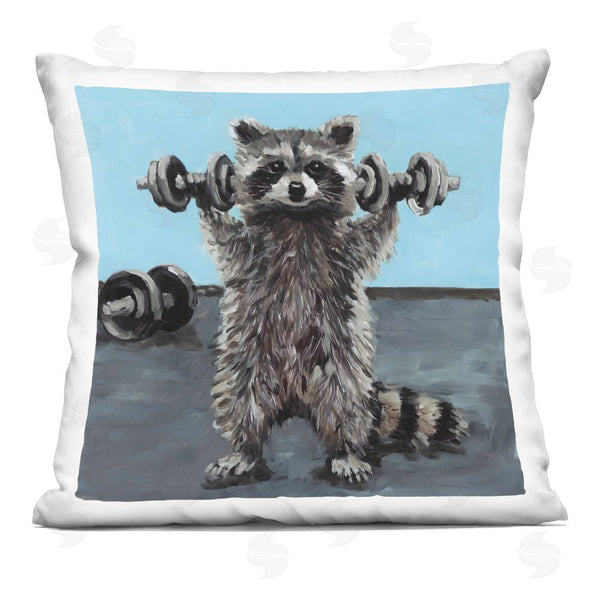 stupell industries Studio Bautista | Fitness Raccoon with Weights Printed Throw Pillow