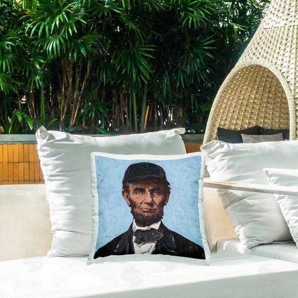 Stupell Industries Studio Bautista | Honest Abe With Baseball Cap Printed Throw Pillow