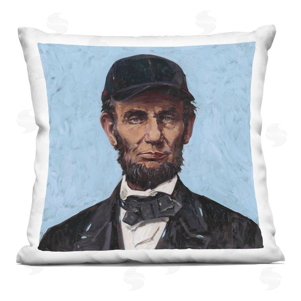 stupell industries Studio Bautista | Honest Abe with Baseball Cap Printed Throw Pillow
