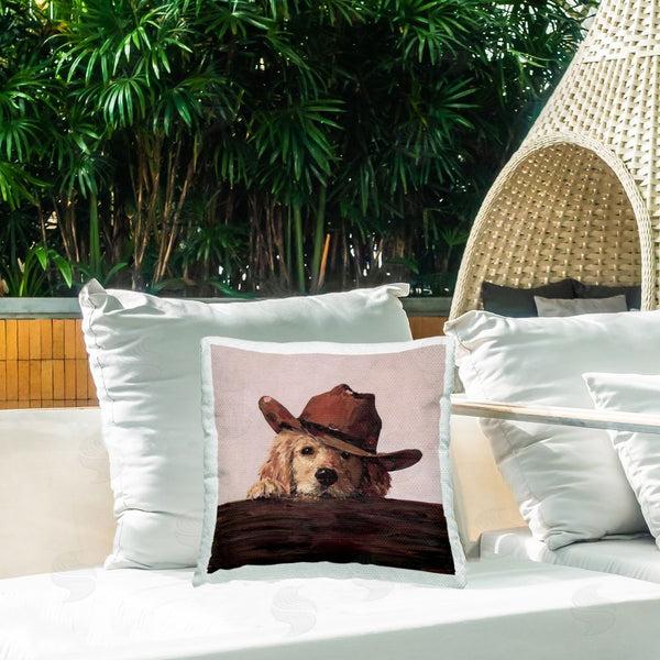 Stupell Industries Studio Bautista | Peeking Cowboy Dog Printed Throw Pillow