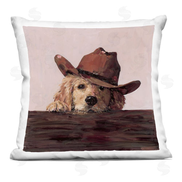 stupell industries Studio Bautista | Peeking Cowboy Dog Printed Throw Pillow