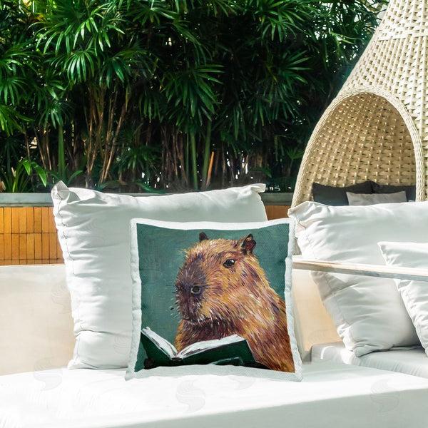 Stupell Industries Studio Bautista | Studious Capybara Reading Printed Throw Pillow