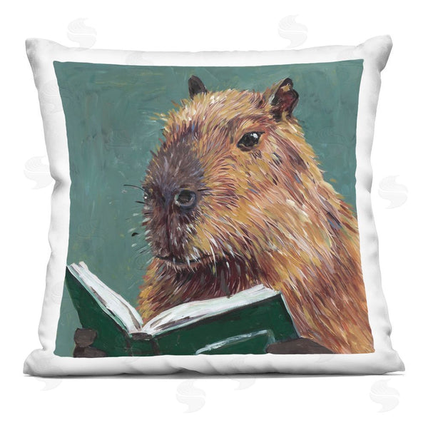stupell industries Studio Bautista | Studious Capybara Reading Printed Throw Pillow