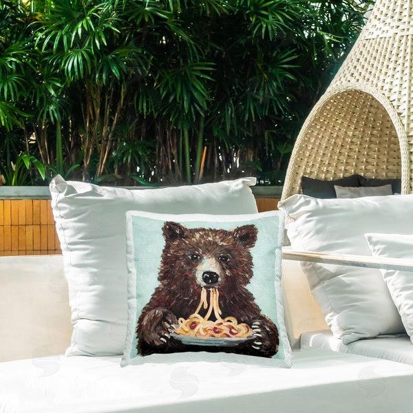 Stupell Industries Studio Bautista | Whimsical Bear & Spaghetti Printed Throw Pillow