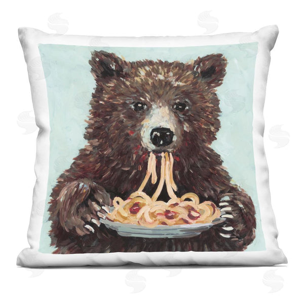 stupell industries Studio Bautista | Whimsical Bear & Spaghetti Printed Throw Pillow