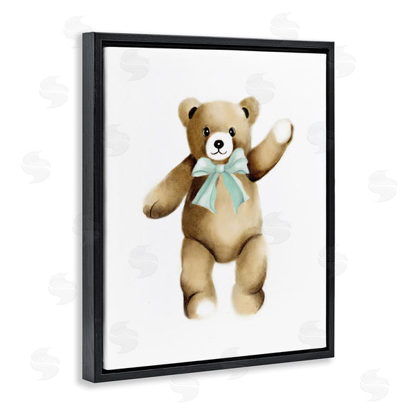 Stupell Industries Studio Q | Adorable Teddy Bear Nursery Animal Green Ribbon Wall Art