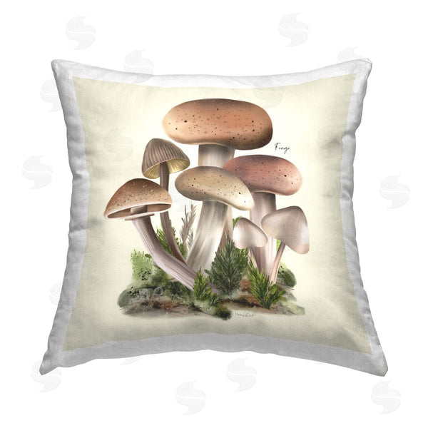 stupell industries Studio Q | Brown Mushroom Plants Printed Throw Pillow
