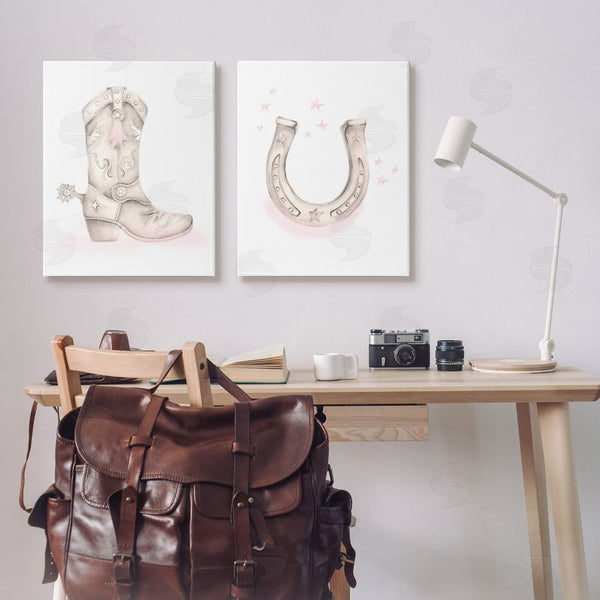 Stupell Industries Studio Q | Cowboy Boot Pink Stars Horseshoe Wall Art