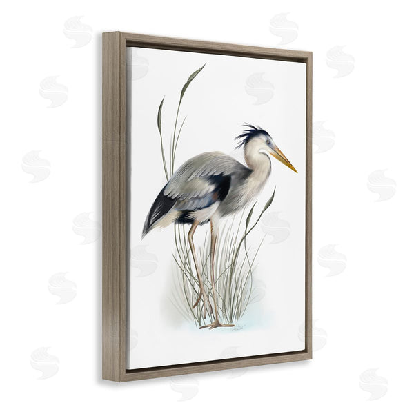 Stupell Industries Studio Q | Detailed Heron Bird Leering Wetland Grass Marsh Wall Art