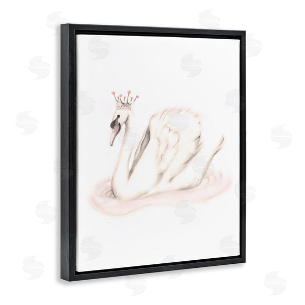 Stupell Industries Studio Q | Elegant Swan Princess Wearing Crown Tiara Pink Jewels Wall Art