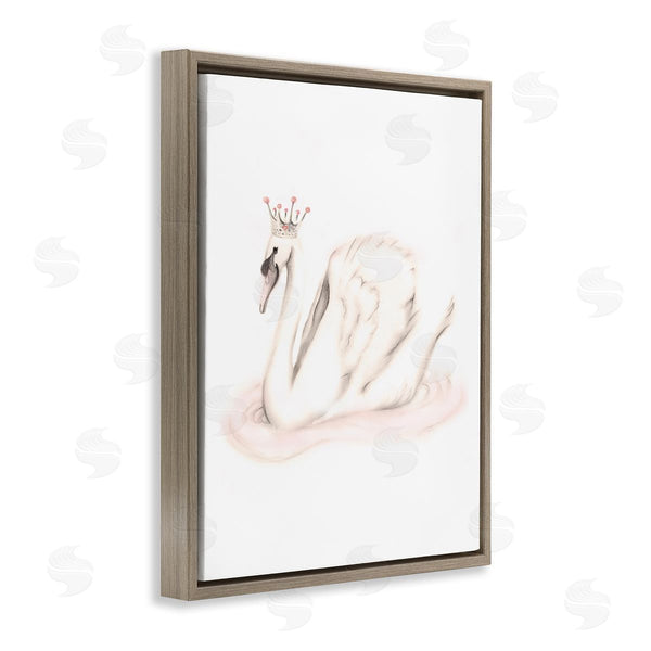 Stupell Industries Studio Q | Elegant Swan Princess Wearing Crown Tiara Pink Jewels Wall Art