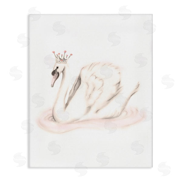 stupell industries Studio Q | Elegant Swan Princess Wearing Crown Tiara Pink Jewels Wall Art
