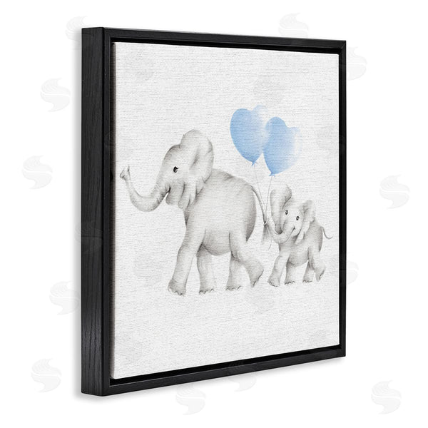 Stupell Industries Studio Q | Elephant Family With Blue Balloons