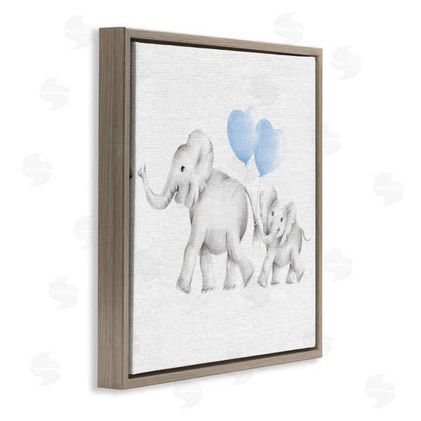 Stupell Industries Studio Q | Elephant Family With Blue Balloons