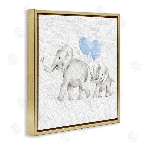 Stupell Industries Studio Q | Elephant Family With Blue Balloons