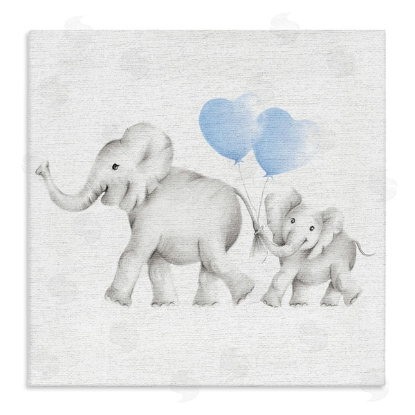 stupell industries Studio Q | Elephant Family with Blue Balloons