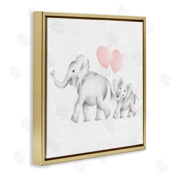 Stupell Industries Studio Q | Elephant Family With Pink Balloons