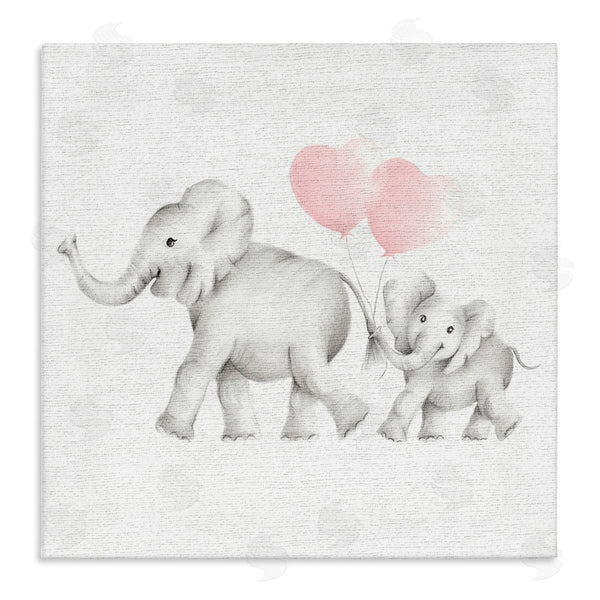 stupell industries Studio Q | Elephant Family with Pink Balloons