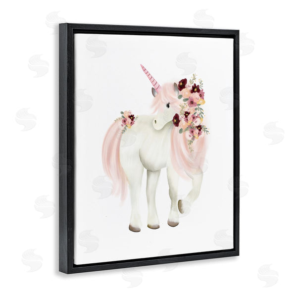 Stupell Industries Studio Q | Floral Decorated Unicorn Pink Mane Fantasy Creature Wall Art