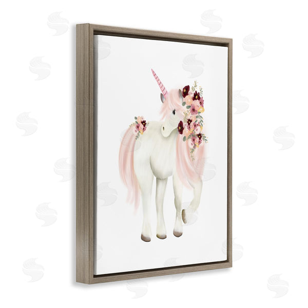 Stupell Industries Studio Q | Floral Decorated Unicorn Pink Mane Fantasy Creature Wall Art