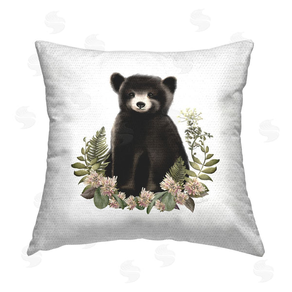 Stupell Industries Studio Q | Floral Woodland Bear Printed Throw Pillow