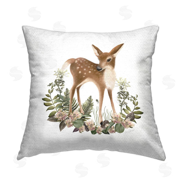 Stupell Industries Studio Q | Floral Woodland Deer Printed Throw Pillow