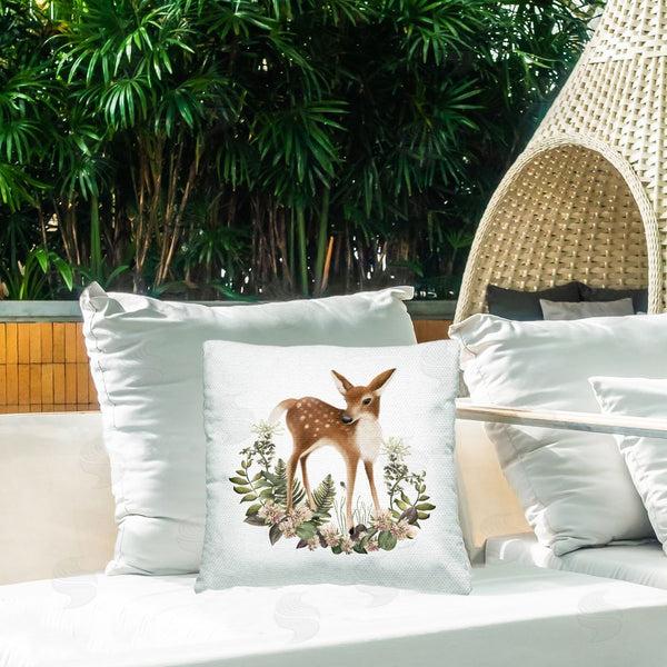 Stupell Industries Studio Q | Floral Woodland Deer Printed Throw Pillow