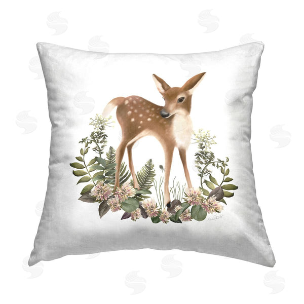 stupell industries Studio Q | Floral Woodland Deer Printed Throw Pillow