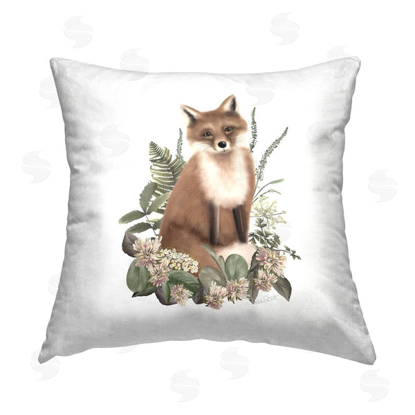 stupell industries Studio Q | Floral Woodland Fox Printed Throw Pillow
