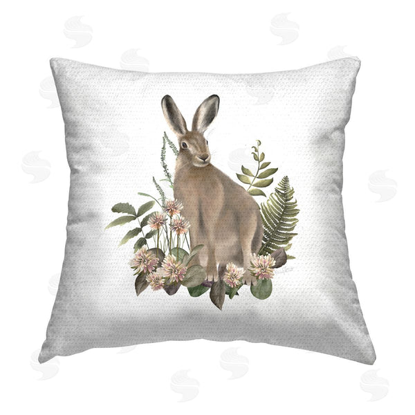 Stupell Industries Studio Q | Floral Woodland Hare Printed Throw Pillow