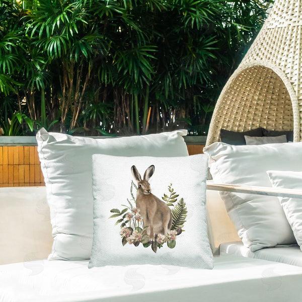 Stupell Industries Studio Q | Floral Woodland Hare Printed Throw Pillow