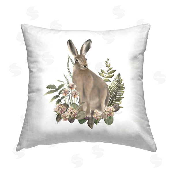 stupell industries Studio Q | Floral Woodland Hare Printed Throw Pillow