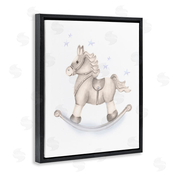 Stupell Industries Studio Q | Gentle Rocking Horse Blue Stars Nursery Playroom Wall Art