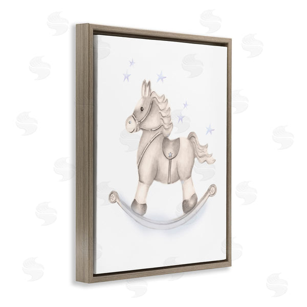 Stupell Industries Studio Q | Gentle Rocking Horse Blue Stars Nursery Playroom Wall Art