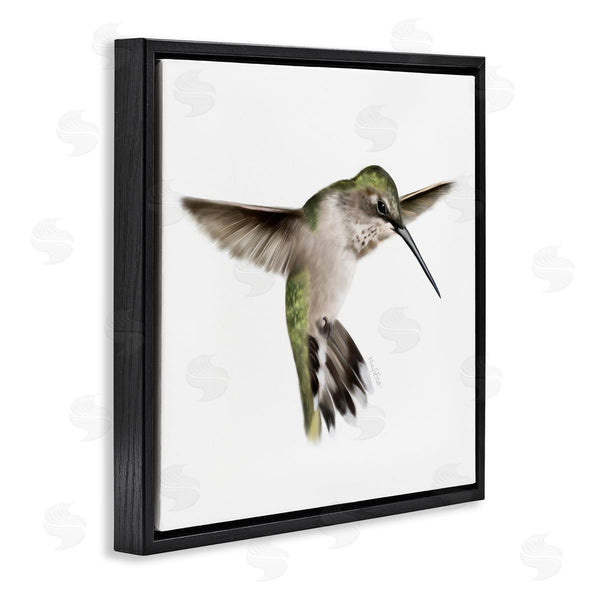 Stupell Industries Studio Q | Green Hummingbird Hovering Wings Flying Bird Beak Wall Art