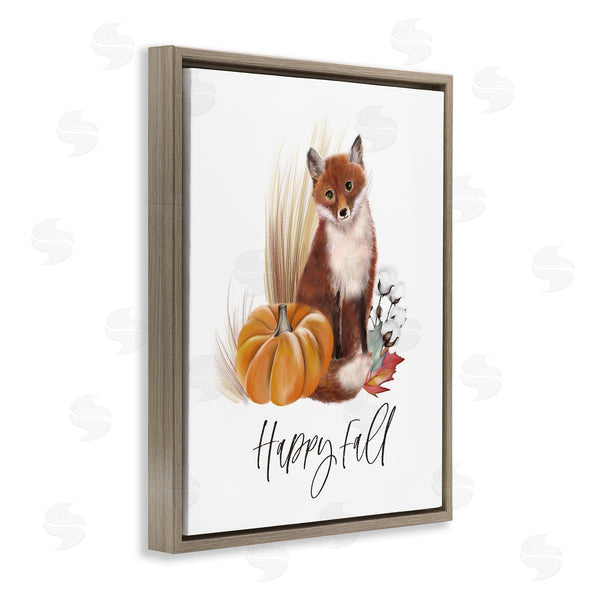 Stupell Industries Studio Q | Happy Fall Scenic Autumn Fox Pumpkin Botanicals Wall Art