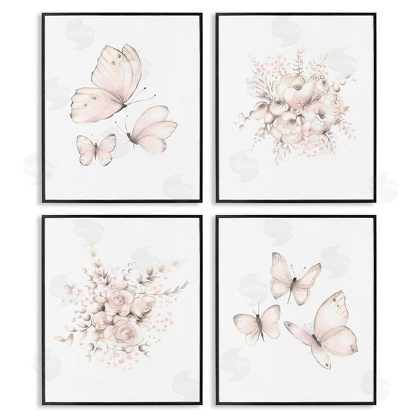 Stupell Industries Studio Q | Pastel Floral Blossoms Butterfly Nature Wall Art