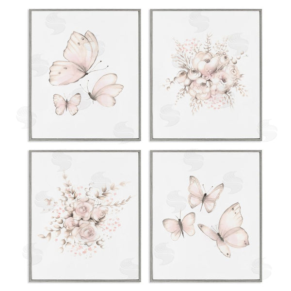 Stupell Industries Studio Q | Pastel Floral Blossoms Butterfly Nature Wall Art