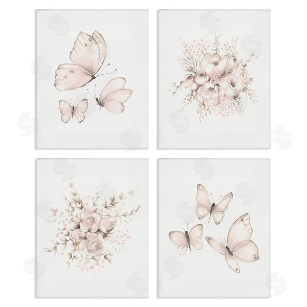 stupell industries Studio Q | Pastel Floral Blossoms Butterfly Nature Wall Art