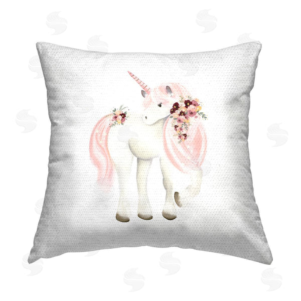 Stupell Industries Studio Q | Pastel Floral Unicorn Printed Throw Pillow