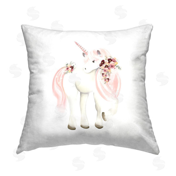 stupell industries Studio Q | Pastel Floral Unicorn Printed Throw Pillow
