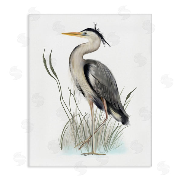 stupell industries Studio Q | Peaceful Heron Bird Standing Amidst Wild Grass Wall Art